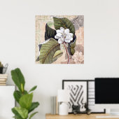 Vintage Magnolia Blossom Shabby Elegance Poster (Thuiskantoor)
