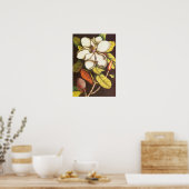 Vintage Magnolia Flowers Plant met zaad Poster (Keuken)