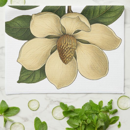 Vintage Magnolia Theedoek (Gevouwen)