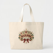 Vintage Mahjong Spel Nacht Bloem Tote Tas