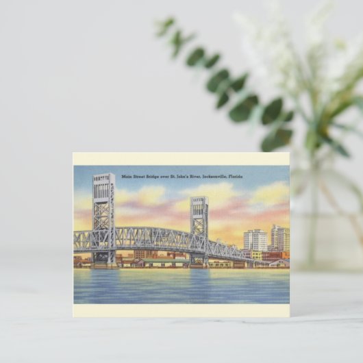 Vintage Main Street Bridge Jacksonville Briefkaart (Staand voorkant)