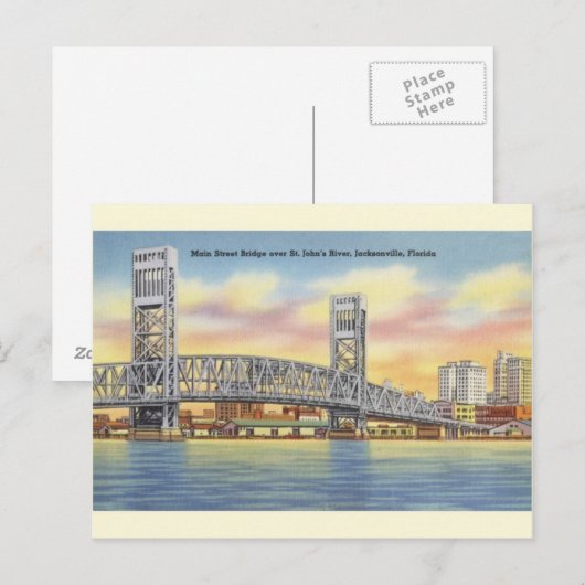 Vintage Main Street Bridge Jacksonville Briefkaart (Voorkant / Achterkant)