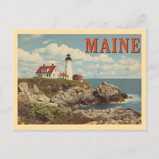 Vintage Maine Travel Briefkaart (Voorkant)
