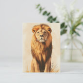 Vintage Majestätischer Löwe Wildtiere  Briefkaart (Staand voorkant)