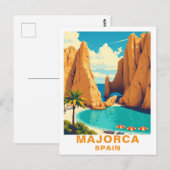 Vintage Majorca, Spain Beach Travel Briefkaart (Voorkant / Achterkant)