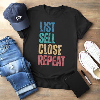 Vintage Makelaar Lijst Verkopen Sluiten Herhalen T T-shirt