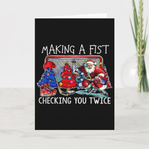 Vintage Making A Fist Checking You Twice Kerstmis Kaart