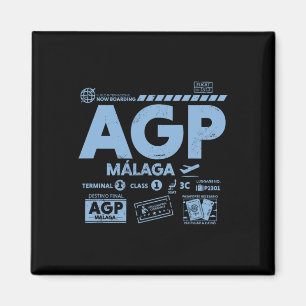 Vintage Malaga Agp Luchthavencode Reisdag Retro T Magneet