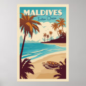 Vintage Maldives Sea Turtle Poster (Voorkant)