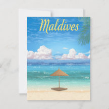 Vintage Maldives Tropical Beach Parasol Travel