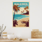 Vintage Malediven Zeeschildpad Poster (Keuken)