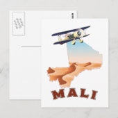 Vintage Mali Map reisposter Briefkaart (Voorkant / Achterkant)