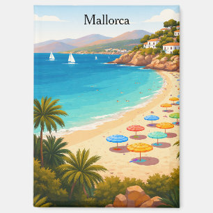 Vintage Mallorca Spanje Reis Strand Illustratie Magneet