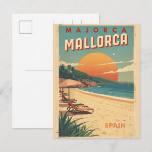 Vintage Mallorca strand Spanje reis souvenirs Feestdagenkaart