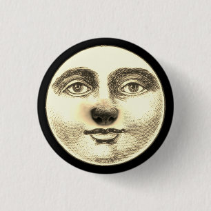 Vintage man in de maan puppy hond neus grillig  ronde button 3,2 cm