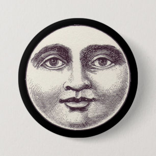 Vintage man in de maan volledig maan gezicht ronde button 7,6 cm