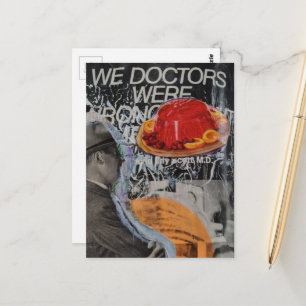 Vintage man met een zwevend dessert collage briefkaart