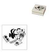 Vintage man met kerstcadeaus rubberen stempel uit (Gestempeld)