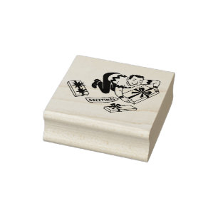 Vintage man met kerstcadeaus rubberen stempel uit