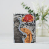 Vintage man met zwevend dessert collage briefkaart (Staand voorkant)