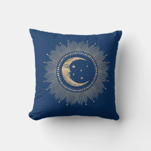 Vintage Man op de Maan Stars Mandala Kussen