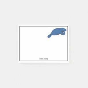 Vintage Manatee Tekening Blauw Post-it® Notes