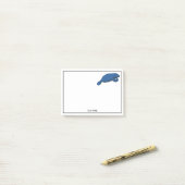 Vintage Manatee Tekening Blauw Post-it® Notes (Op bureau)