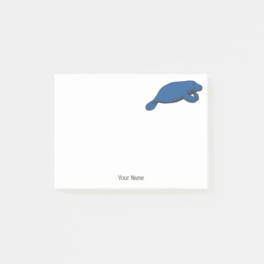 Vintage Manatee Tekening Blauw Post-it® Notes (Voorkant)