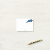 Vintage Manatee Tekening Blauw Post-it® Notes (Op bureau)