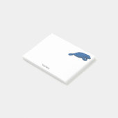 Vintage Manatee Tekening Blauw Post-it® Notes (Schuin)