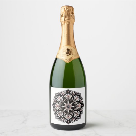 vintage mandala champagnefleslabel sparkling wijnetiket (Voorkant)