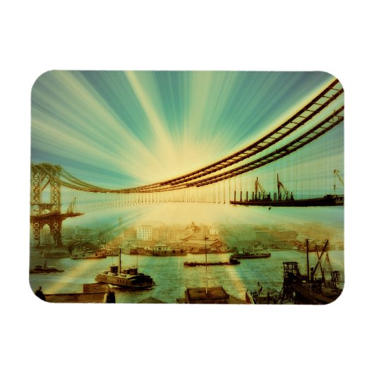 Vintage Manhattan Bridge Digitale Kunst Magneet (Horizontaal)