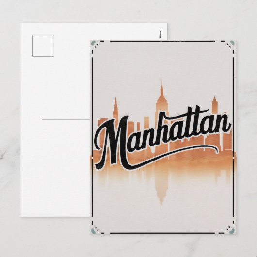 Vintage Manhattan NYC Feestdagenkaart (Voorkant / Achterkant)