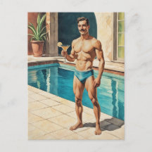 Vintage Mannelijke Pin-up Zaddy | Retro Zwemband Z