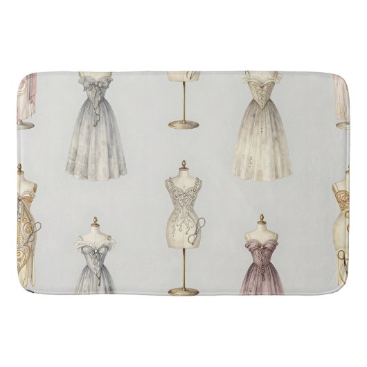 Vintage Mannequin Ballgown Pattern Badmat (Voorkant)