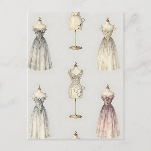 Vintage Mannequin Ballgown Pattern Briefkaart (Voorkant)