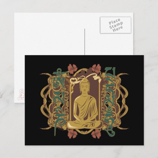 Vintage Mantra van Boedha Briefkaart (Voorkant / Achterkant)