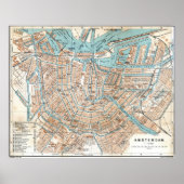 Vintage Map of Amsterdam (1905) Poster (Voorkant)