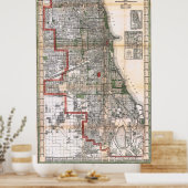 Vintage Map of Chicago Poster 1920 (Keuken)