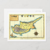 Vintage Map of Cyprus Briefkaart (Voorkant / Achterkant)