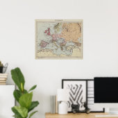 Vintage Map of Europe Poster (Thuiskantoor)