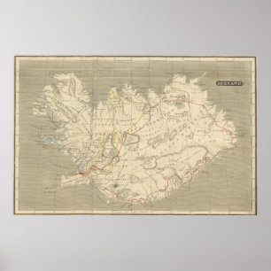 Vintage Map of Iceland (1819) Poster