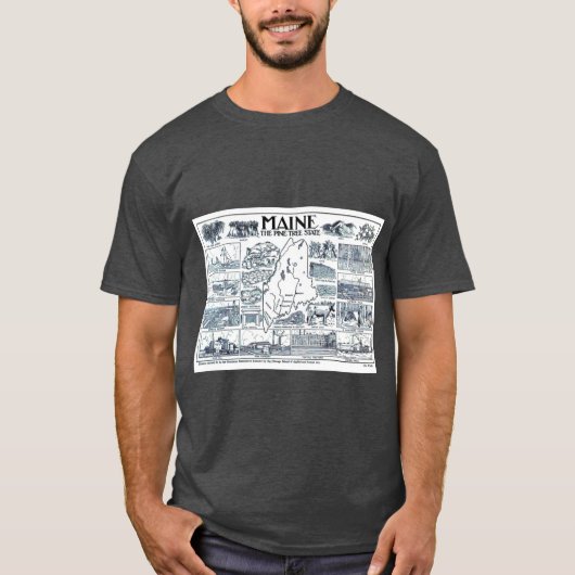 Vintage Map of Maine 1912 T-shirt (Voorkant)