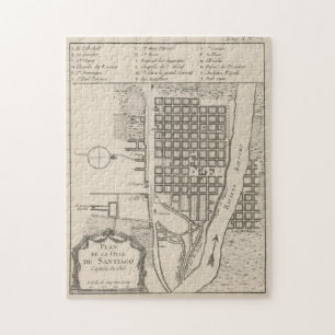 Vintage Map of Santiago Chile (1764) Legpuzzel