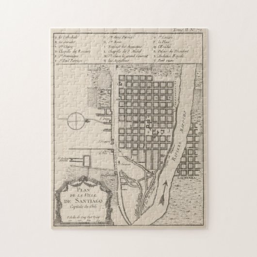 Vintage Map of Santiago Chile (1764) Legpuzzel (Verticaal)