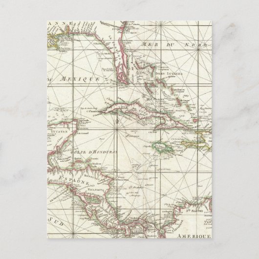 Vintage Map of the Caribbean Briefkaart (Voorkant)