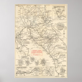 Vintage Map of Yosemite National Park 1922 Poster