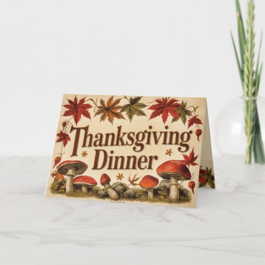 vintage maple leaves - Thanksgiving invitation Kaart (Voorkant)