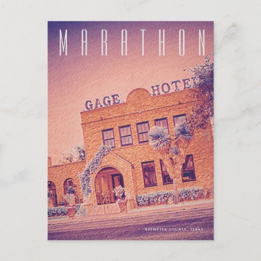 Vintage Marathon Texas Travel Briefkaart (Voorkant)