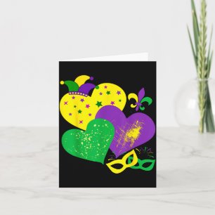 Vintage Mardi Gras 2025 Schattige Harten Valentijn Kaart